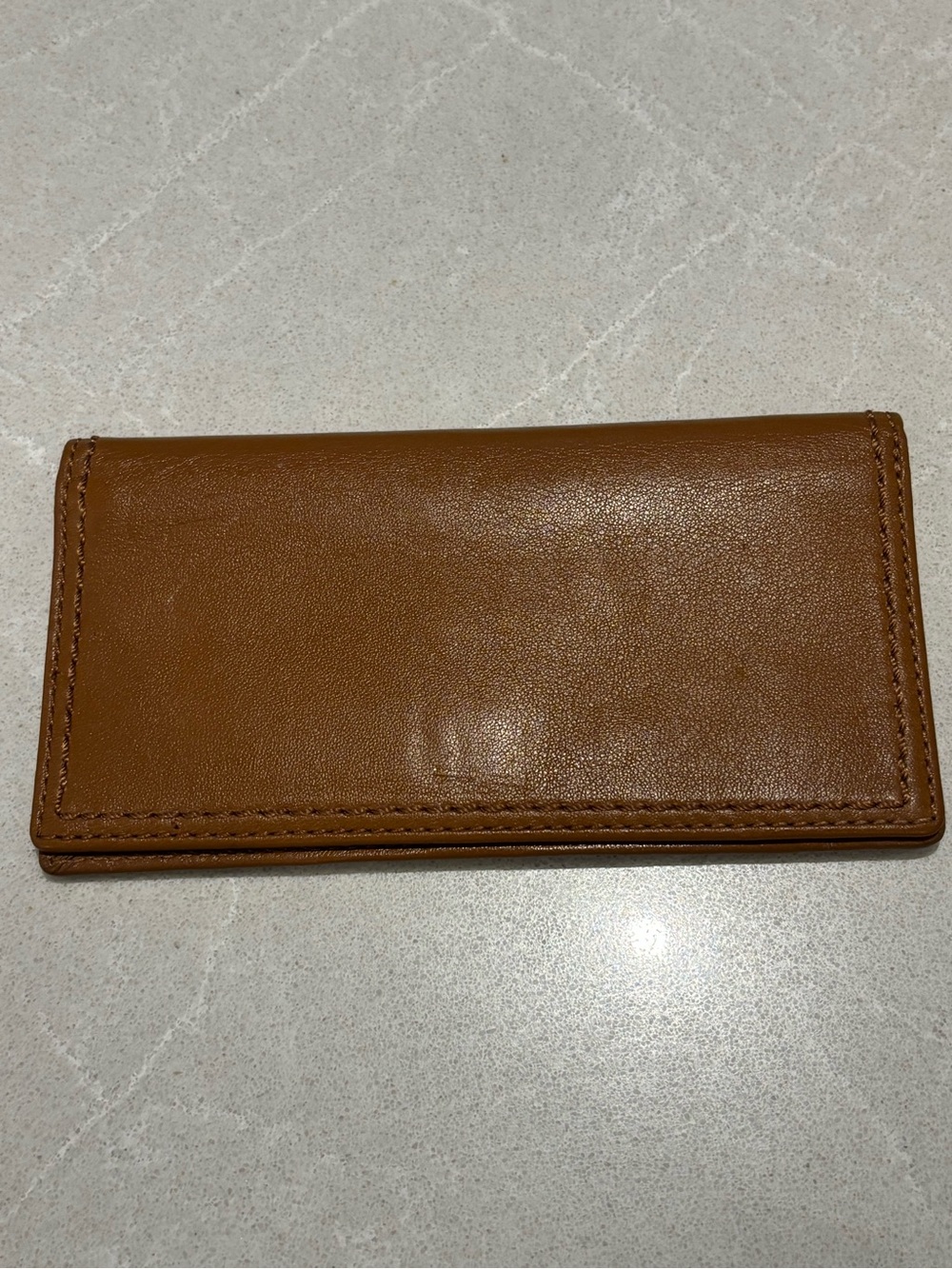 Vintage COACH British Tan Leather Checkbook Cover Slim Long Wallet